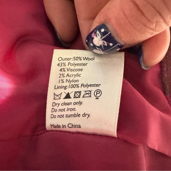 Pink and Green Pea Coat with Long Sleeves and Warm Material - Picture 10 of 11